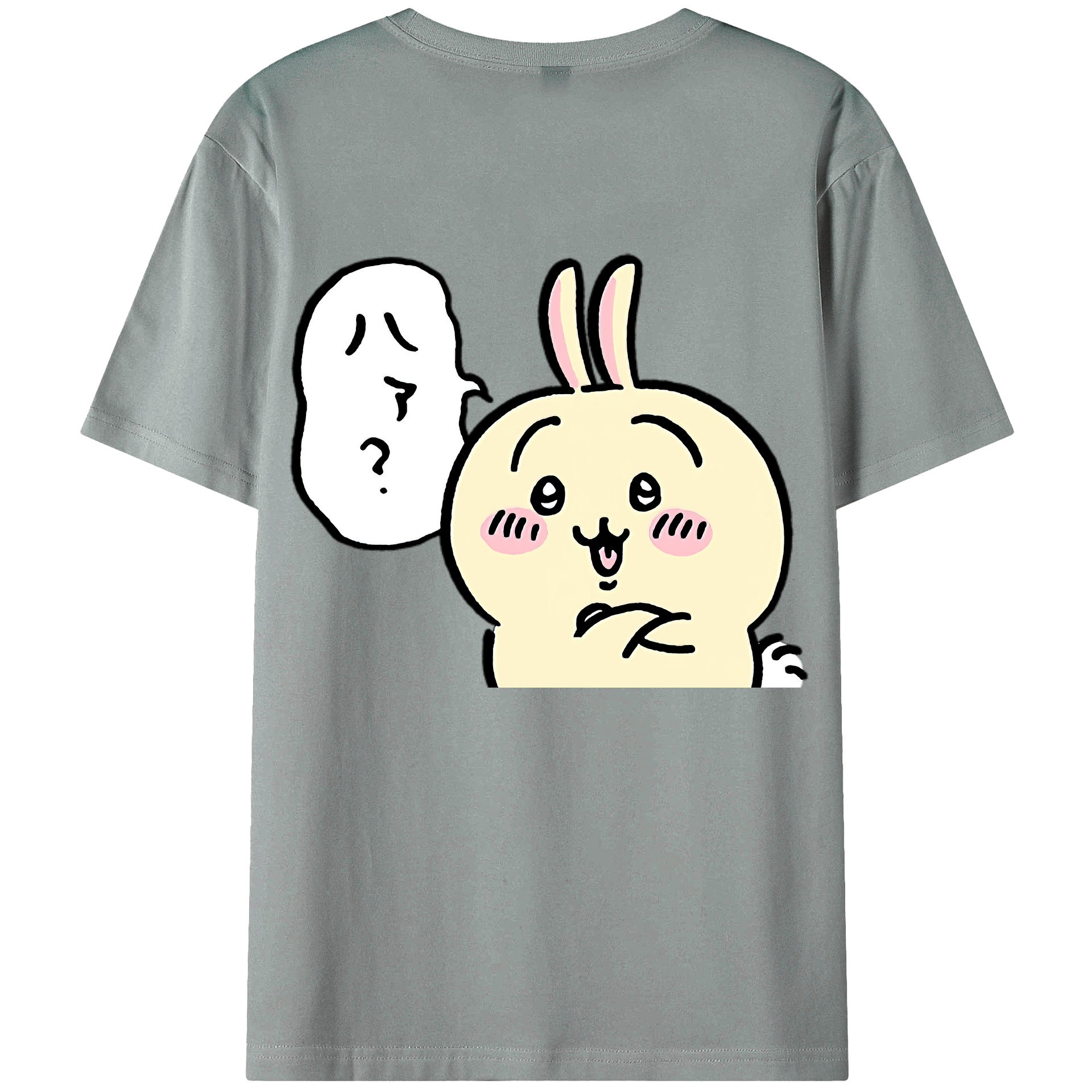 （画像用） ちいかわ うさぎ Chii-kawa usagi 綿100％ メンズ半袖Tシャツ（バックプリント） 通気性